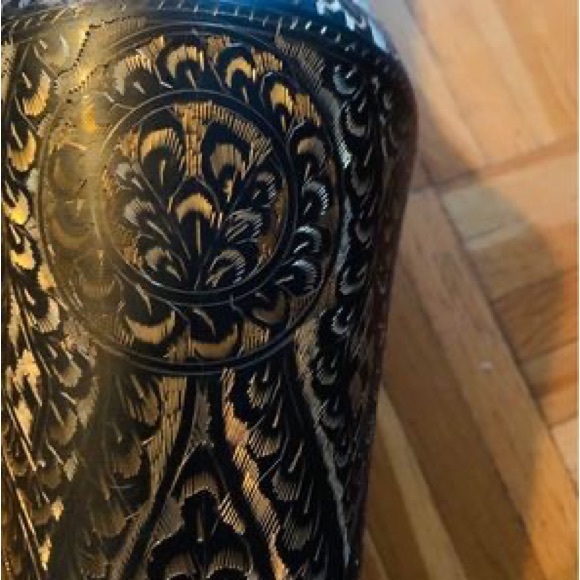 Two handmade Persian brass vase golden /Black 10*40 cm - Picture 8 of 12